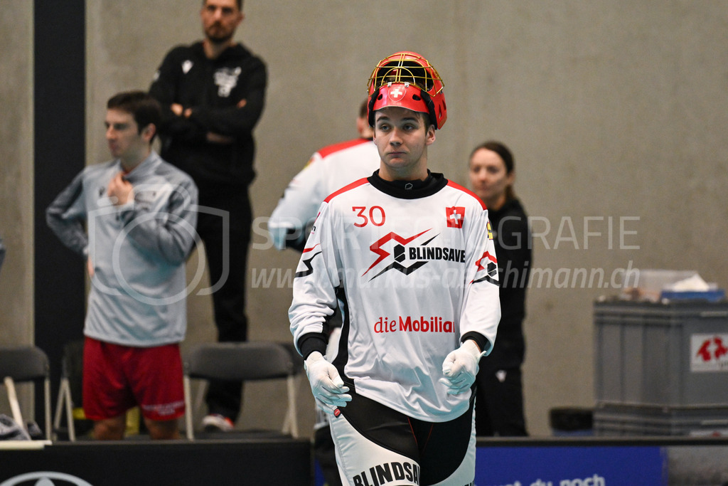 Switzerland B U19 vs Switzerland U19 - 4. February 2024 | Switzerland B U19 vs Switzerland U19
U19 Men International Matches in Switzerland
GoEasy Arena, Siggenthal Station
Switzerland goalie #30 Ilja Brunner.
Credit: Markus Aeschimann | <a href="https://www.markus-aeschimann.ch">Sportfotografie Markus Aeschimann</a> | <a href="https://www.instagram.com/sportfotografie.aeschimann">@sportfotografie.aeschimann</a> - Realisiert mit Pictrs.com