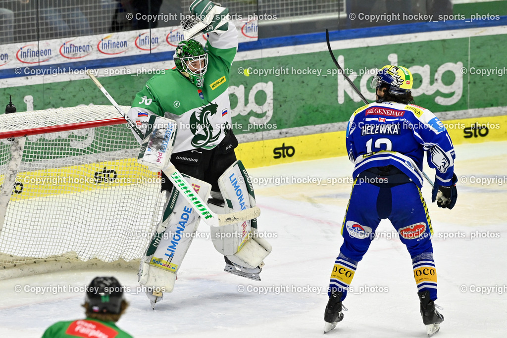 EC IDM WÄRMEPUMPEN VSV vs. Olimpija Ljubljana | #30 Luka Kolin Olimpija Ljubljana, #13 Adam Helewka EC VSV, EC IDM WÄRMEPUMPEN VSV vs. Olimpija Ljubljana, EC IDM WÄRMEPUMPEN VSV vs. Olimpija Ljubljana am 01.02.2026 in Villach (Stadthalle Villach), Austria, (Photo by Bernd Stefan)