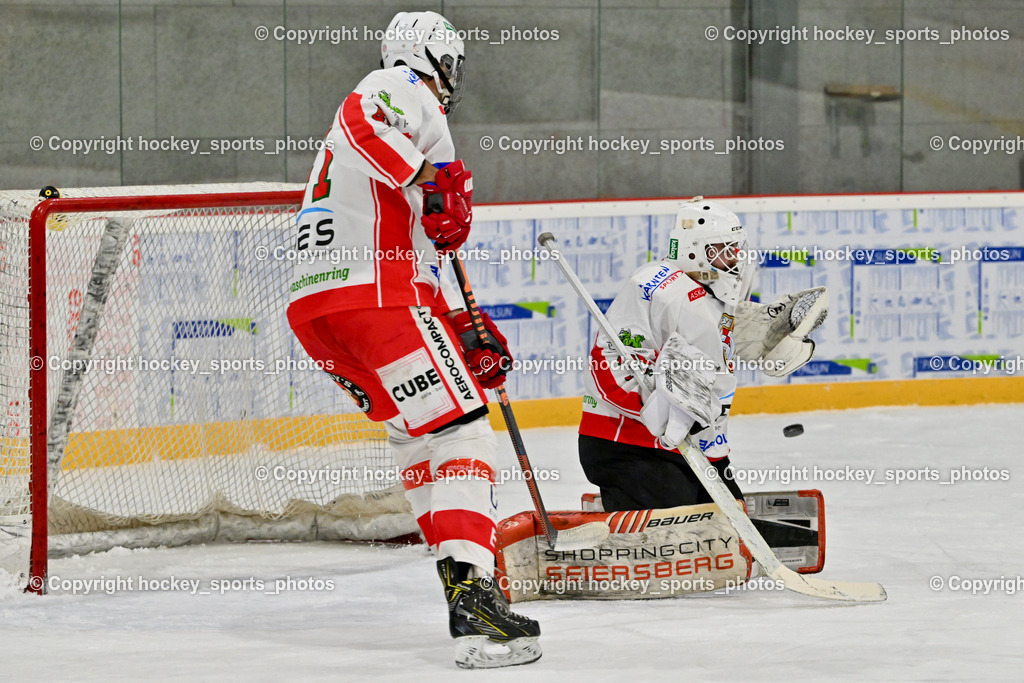 ESV FERLACH vs. ESC SOCCERZONE STEINDORF | #47 Florian Martin ESV Ferlach, #35 Arneitz Christian ESV Ferlach, ESV FERLACH vs. ESC SOCCERZONE STEINDORF, ESV FERLACH vs. ESC SOCCERZONE STEINDORF am 22.11.2024 in Ferlach (Eishalle Ferlach ), Austria, (Photo by Bernd Stefan)