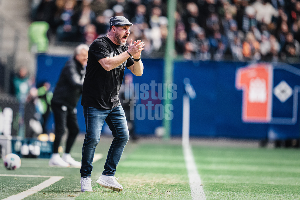 Fußball | Männer | Saison 2023/2024 | 2. Fußball-Bundesliga | 23. Spieltag | Hamburger SV vs. SV 07 Elversberg | 25.02.2024 | Trainer Steffen Baumgart (HSV) Emotionen am Rand aufgebracht