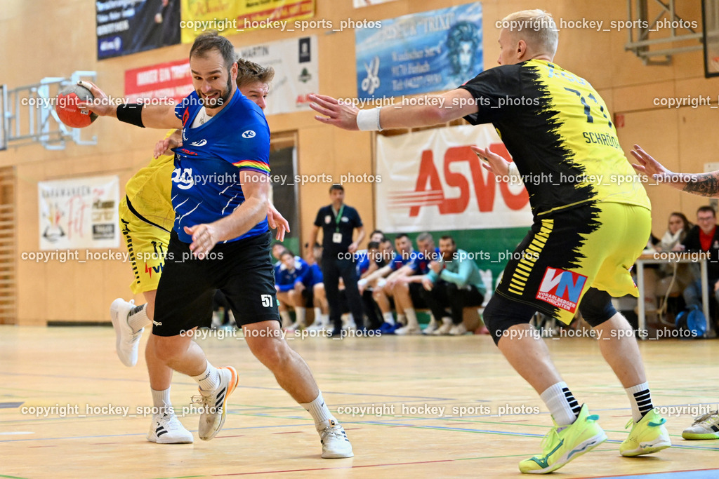 SC Ferlach vs. Bregenz Handball | #11 Brombeis Matthias Bregenz Handball, #57 LEBAN Patrik SC Ferlach, #71 Schröder Andreas Bregenz Handball, SC Ferlach vs. Bregenz Handball, SC Ferlach vs. Bregenz Handball am 28.09.2024 in Ferlach (Ballspielhalle Ferlach), Austria, (Photo by Bernd Stefan)
