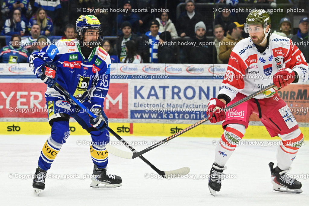 EC IDM WÄRMEPUMPEN VSV vs. HCB Südtirol Alperia | #46 Paul Sintschnig EC VSV, #90 Dylan Diperna HCB Südtirol Alperia, EC IDM WÄRMEPUMPEN VSV vs. HCB Südtirol Alperia, EC IDM WÄRMEPUMPEN VSV vs. HCB Südtirol Alperia am 28.12.2025 in Villach (Stadthalle Villach), Austria, (Photo by Bernd Stefan)