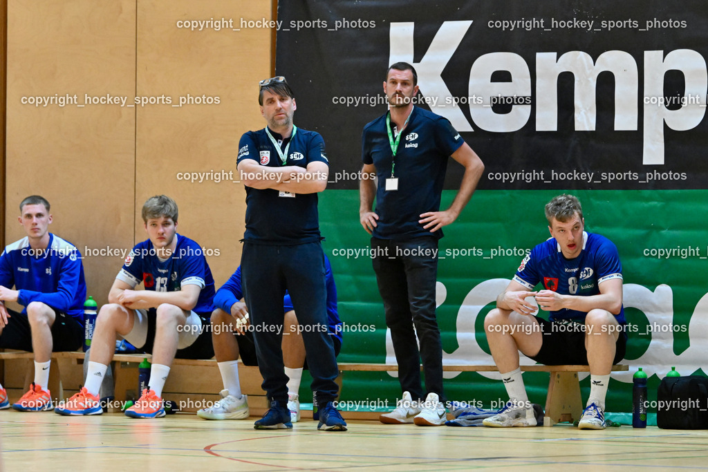 SC Ferlach vs. UHK Krems | Spielerbank Sc Ferlach Headcoach SC Ferlach BEGUS Robert, Asisstentcoach SC Ferlach Pomorisac Dean, #17 Kelih Markus SC Ferlach, #13 GYSIN David SC Ferlach, #8 KNAPP Simon SC Ferlach, SC Ferlach vs. UHK Krems, SC Ferlach vs. UHK Krems am 02.05.2026 in Ferlach (Ballspielhalle Ferlach), Austria, (Photo by Bernd Stefan)