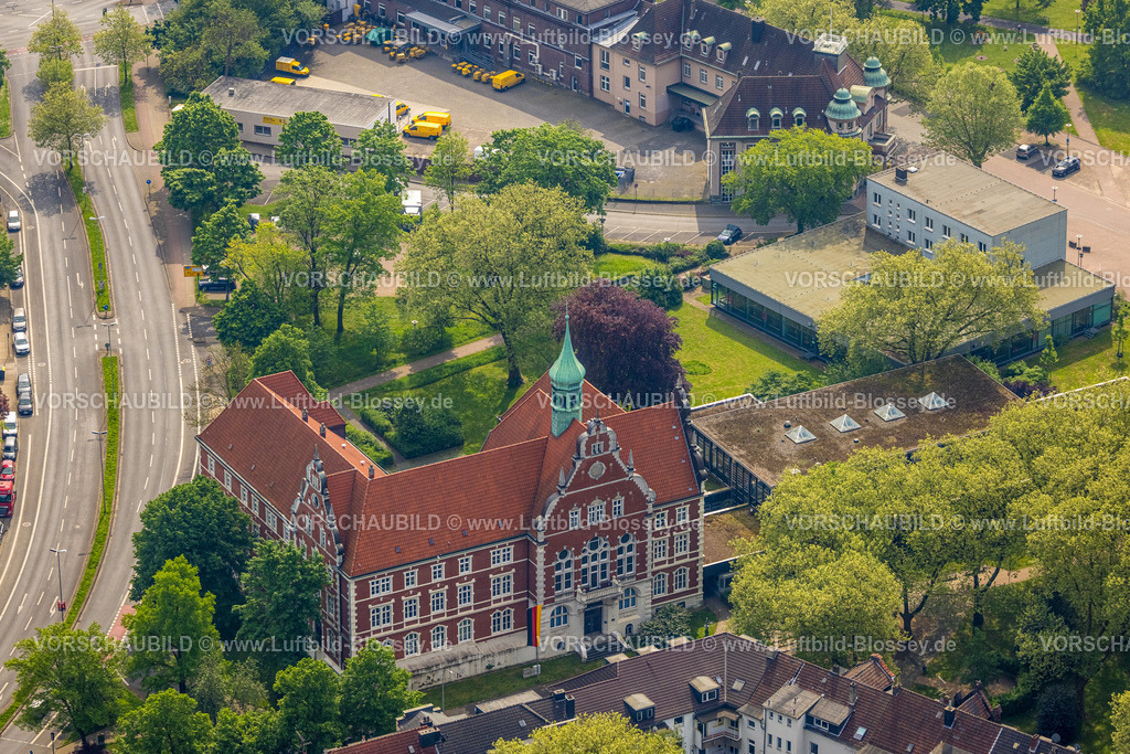 Herne240500525 | Luftbild, Stadtverwaltung Rathaus Wanne-Eickel, Bibliothek Herne-Wanne, Wanne, Herne, Ruhrgebiet, Nordrhein-Westfalen, Deutschland