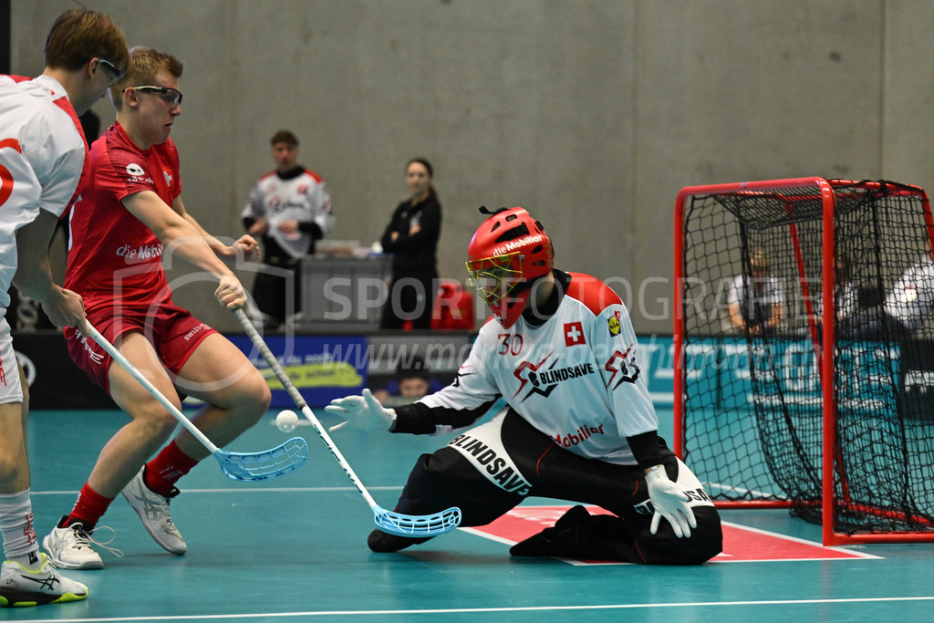 Switzerland B U19 vs Switzerland U19 - 4. February 2024 | Switzerland B U19 vs Switzerland U19
U19 Men International Matches in Switzerland
GoEasy Arena, Siggenthal Station
Switzerland goalie #30 Ilja Brunner.
Credit: Markus Aeschimann | <a href="https://www.markus-aeschimann.ch">Sportfotografie Markus Aeschimann</a> | <a href="https://www.instagram.com/sportfotografie.aeschimann">@sportfotografie.aeschimann</a> - Realisiert mit Pictrs.com