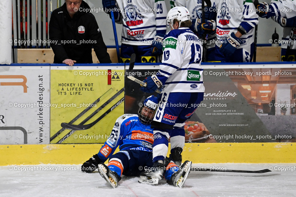 ESC SPARKASSE STEINDORF vs. UECR Huben  | #69 Kreuzer Philipp ESC Steindorf, #13 Wibmer Flavio UECR EISBÄREN HUBEN, ESC SPARKASSE STEINDORF vs. UECR Huben , ESC SPARKASSE STEINDORF vs. UECR Huben  am 06.02.2026 in Steindorf (Ossiachersee Halle), Austria, (Photo by Bernd Stefan)