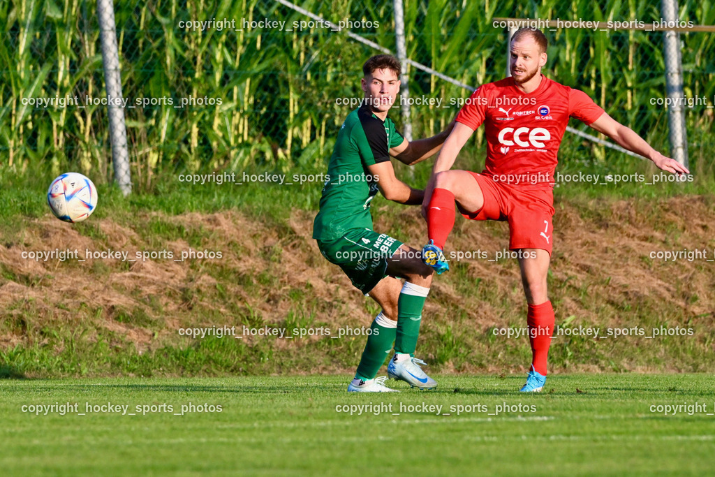 FC Lendorf vs. SC St.Veit | #4 Schritliser Michael St.Veit, #7 Heiko Norbert Springer St.Veit, FC Lendorf vs. SC St.Veit, FC Lendorf vs. SC St.Veit am 17.08.2024 in Lendorf (Thomas Morgenstern-Arena), Austria, (Photo by Bernd Stefan)