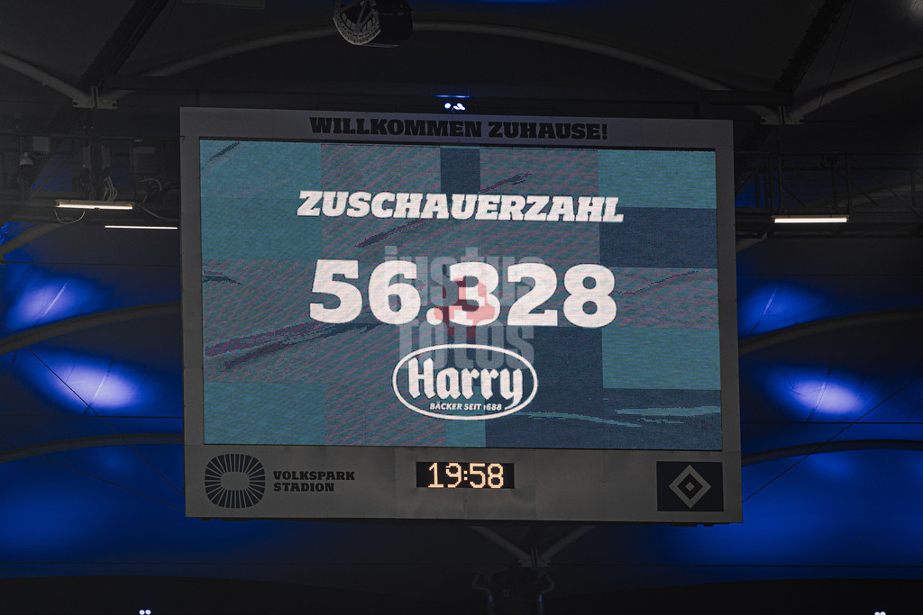Fußball | Männer | Saison 2024/2025 | 2. Fußball-Bundesliga | 27. Spieltag | Hamburger SV vs. SV 07 Elversberg | 28.03.2025 | Zuschauerzahl auf der LED Tafel 56328