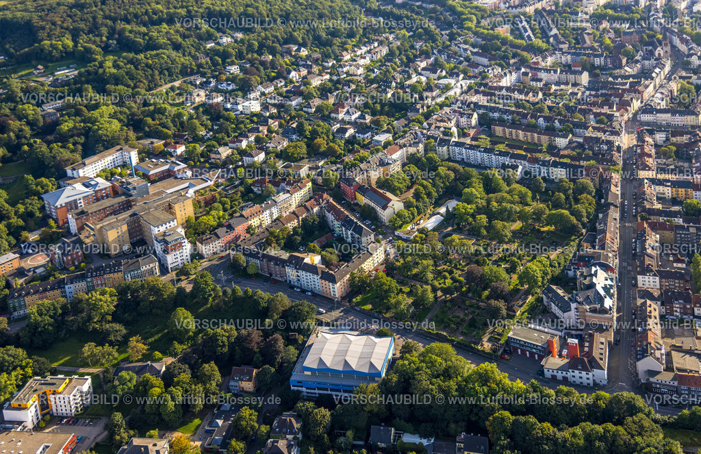 Hagen230903222 | Luftbild, Allgemeines Krankenhaus Hagen, Buscheyfriedhof, Wehringhausen, Hagen, Ruhrgebiet, Nordrhein-Westfalen, Deutschland