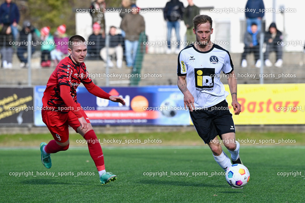 SV Spittal 1921 vs. ATUS Ferlach 24.3.2024 | #45 Kristijan Frlic ATUS Ferlach, #44 Miha Kostanjsek SV Spittal, SV Spittal 1921 vs. ATUS Ferlach 24.3.2024, SV Spittal 1921 vs. ATUS Ferlach am 24.03.2024 in Spittal an der Drau (Goldeck Stadion), Austria, (Photo by Bernd Stefan)