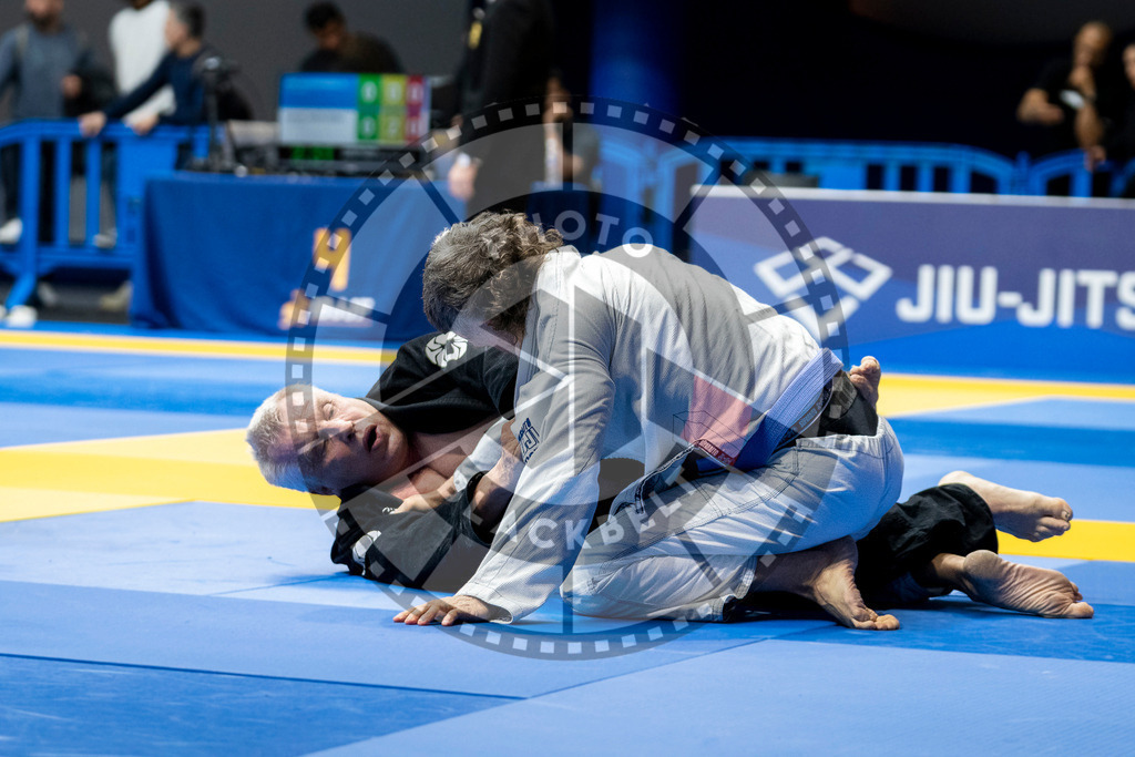 20240122PBB6150 | Fighters compete during the second day of the IBJJF European Championship in Paris, France, on January 22, 2024.