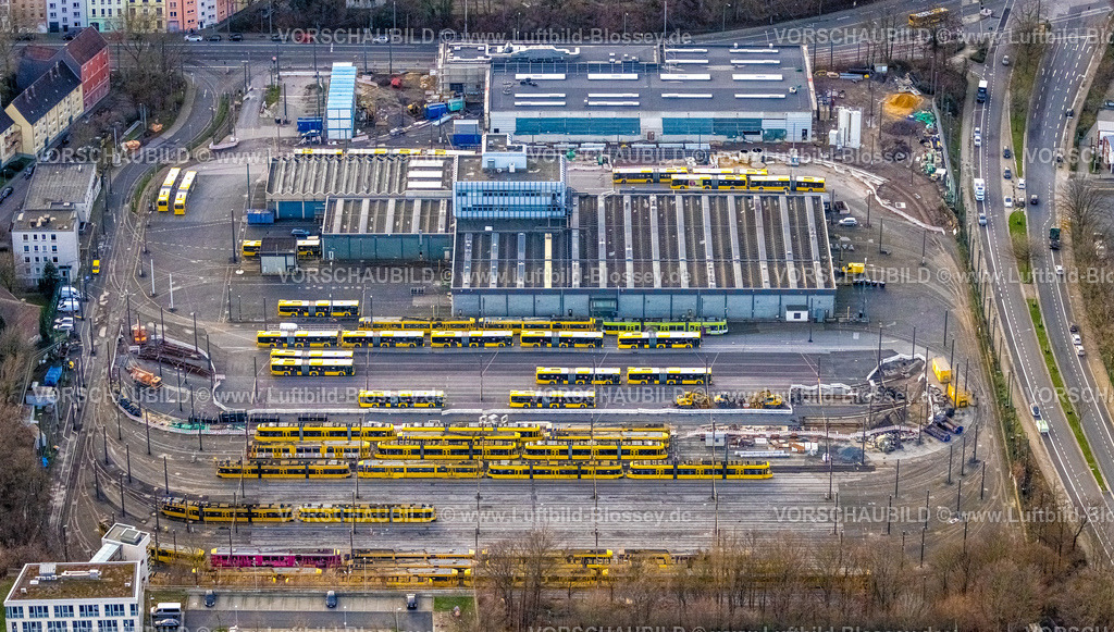 Essen230101852 | Luftbild, Ruhrbahn Betriebshof, Ostviertel, Essen, Ruhrgebiet, Nordrhein-Westfalen, Deutschland