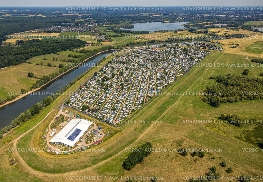 Wesel220703449 | Luftbild, Campingplatz Grav Insel am Fluss Rhein, Flürener Feld, Wesel, Niederrhein, Nordrhein-Westfalen, Deutschland