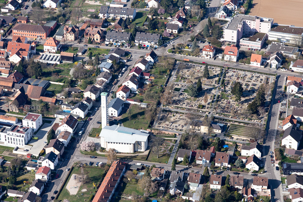 Luftbild: St. Pius in Kandel im Bundesland Rheinland-Pfalz in Deutschland. Foto: IMG_113334.jpg vom 30.03.2019 durch Werner Riehm/FLY-FOTO.de