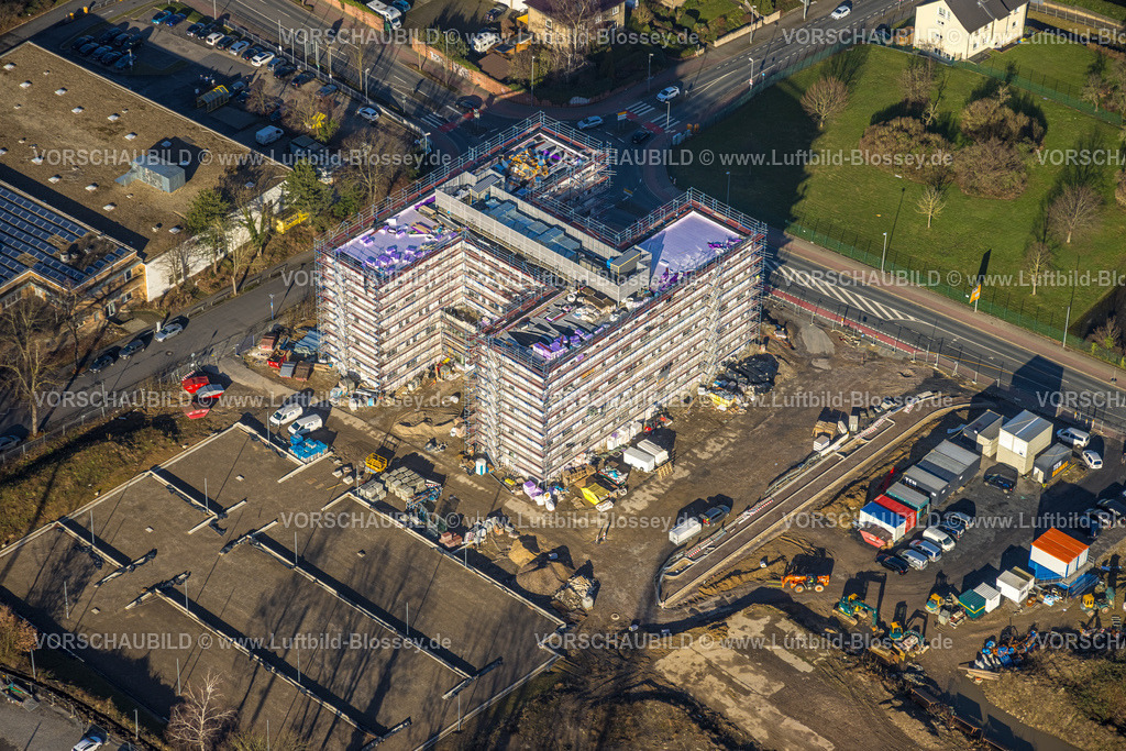 Unna240100360 | Luftbild, Baustelle und Neubau für das Jobcenter Kreis Unna am neuen Stadtquartier Viktoriastraße, Verkehrssituation, Unna, Ruhrgebiet, Nordrhein-Westfalen, Deutschland