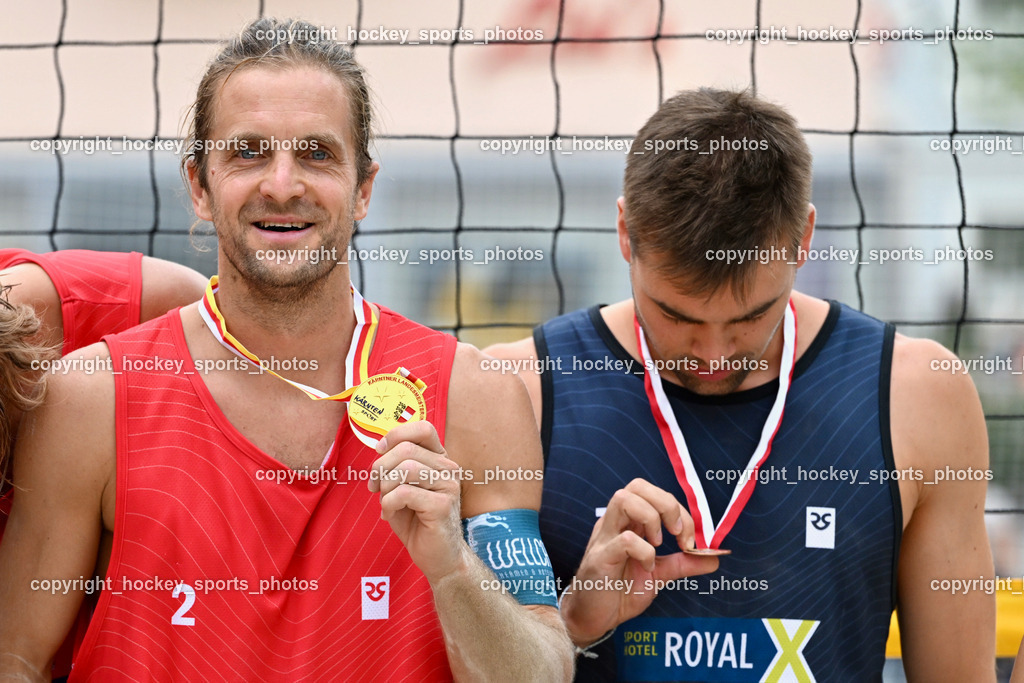Kärntner Landesmeisterschaft Beach Volleyball | HUBER Alexander Philipp, RAINER Christian, Kärntner Landesmeisterschaft Beach Volleyball, Kärntner Landesmeisterschaft Beach Volleyball am 18.08.2024 in Villach (Rathausplatz Villach), Austria, (Photo by Bernd Stefan)