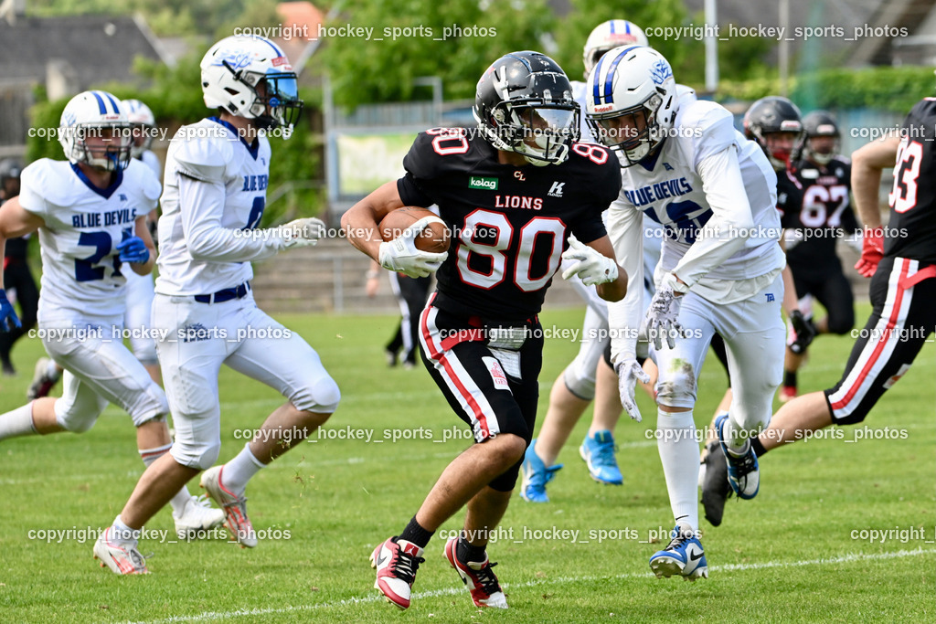 Carinthian Lions vs. Cineplexx Blue Devils | #80 Pacella Alessandro Carinthian Lion, Carinthian Lions vs. Cineplexx Blue Devils, Carinthian Lions vs. Cineplexx Blue Devils am 09.06.2025 in Klagenfurt (ASV Sportplatz), Austria, (Photo by Bernd Stefan)