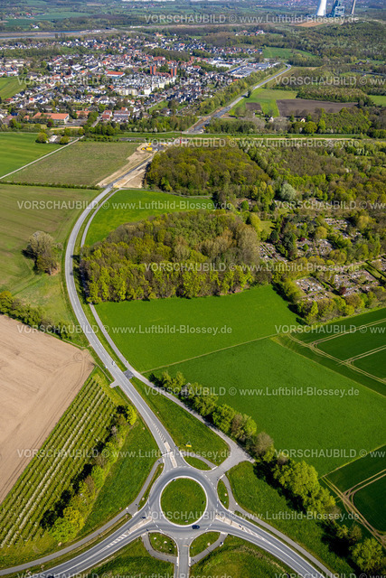 Bergkamen230406662 | Luftbild, Neuer Kreisverkehr der Trasse für die L821n Ortsumgehung zwischen Erich-Ollenhauer-Straße und Lünener Straße, Oberaden, Bergkamen, Ruhrgebiet, Nordrhein-Westfalen, Deutschland