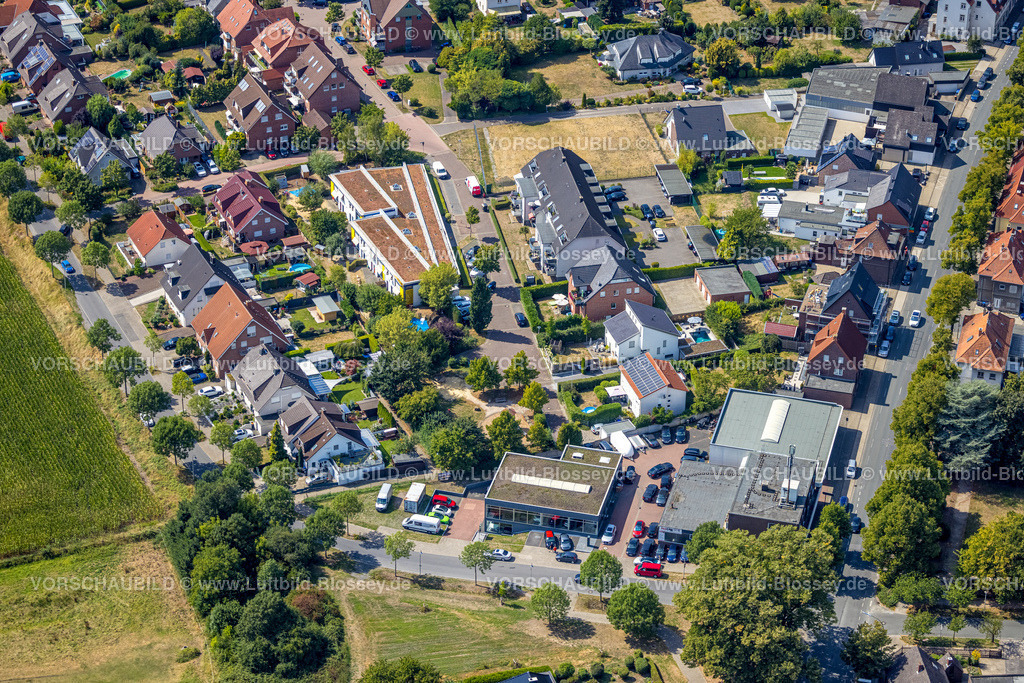 Hamm220809497Bockum-Hoevel | Luftbild, Wohnsiedlung Krußenkamp, Johanniter Kindertageseinrichtung Krußenkamp, Bockum-Hövel, Hamm, Ruhrgebiet, Nordrhein-Westfalen, Deutschland