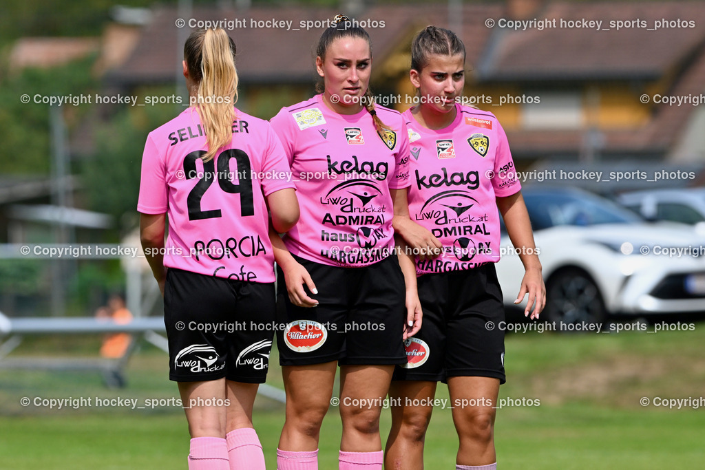 Carinthians Hornets vs. GAK 1902 Frauen | #29 Selina Tamara Selinger Carinthians Hornets, #10 Elisa Ciccarelli Carinthians Hornets, #9 Alicia Morgenstern Carinthians Hornets, Carinthians Hornets vs. GAK 1902 Frauen, Carinthians Hornets vs. GAK 1902 Frauen am 01.09.2024 in Sachsenburg (Sportplatz Sachsenburg), Austria, (Photo by Bernd Stefan)