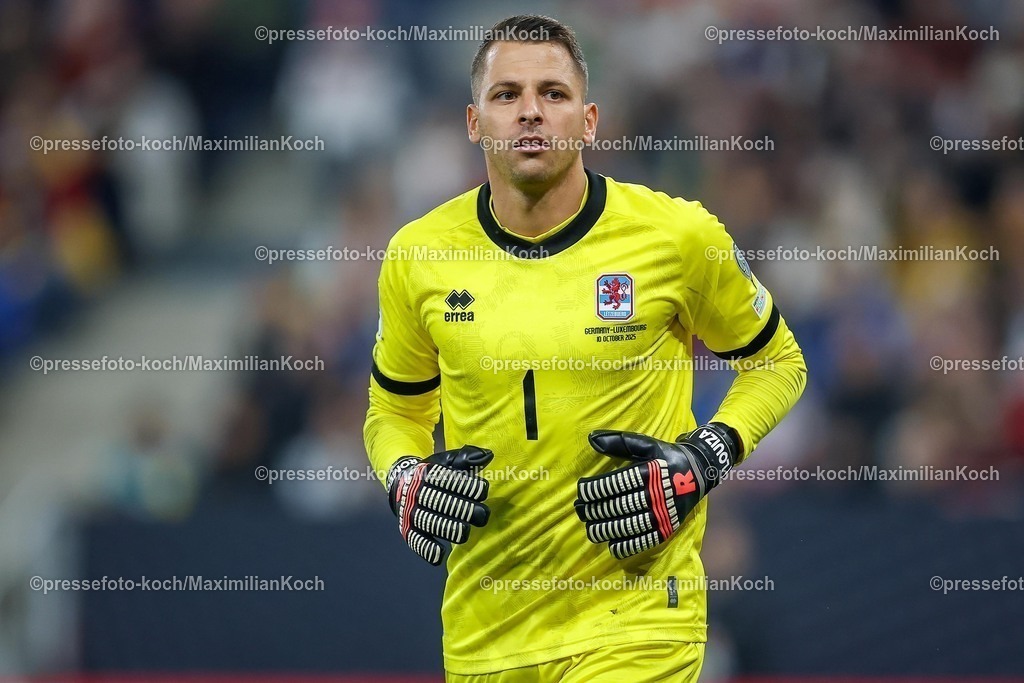 DFB10102502205 | 10.10.2025, Fußball, Länderspiel, Deutschland - Luxemburg, UEFA WM-Qualifikation, 2025/2026, Gruppe A, PreZero Arena in Sinsheim: Torwart Anthony Moris (T) (LUX #01) DFB regulations prohibit any use of photographs as image sequences and or quasi-video.