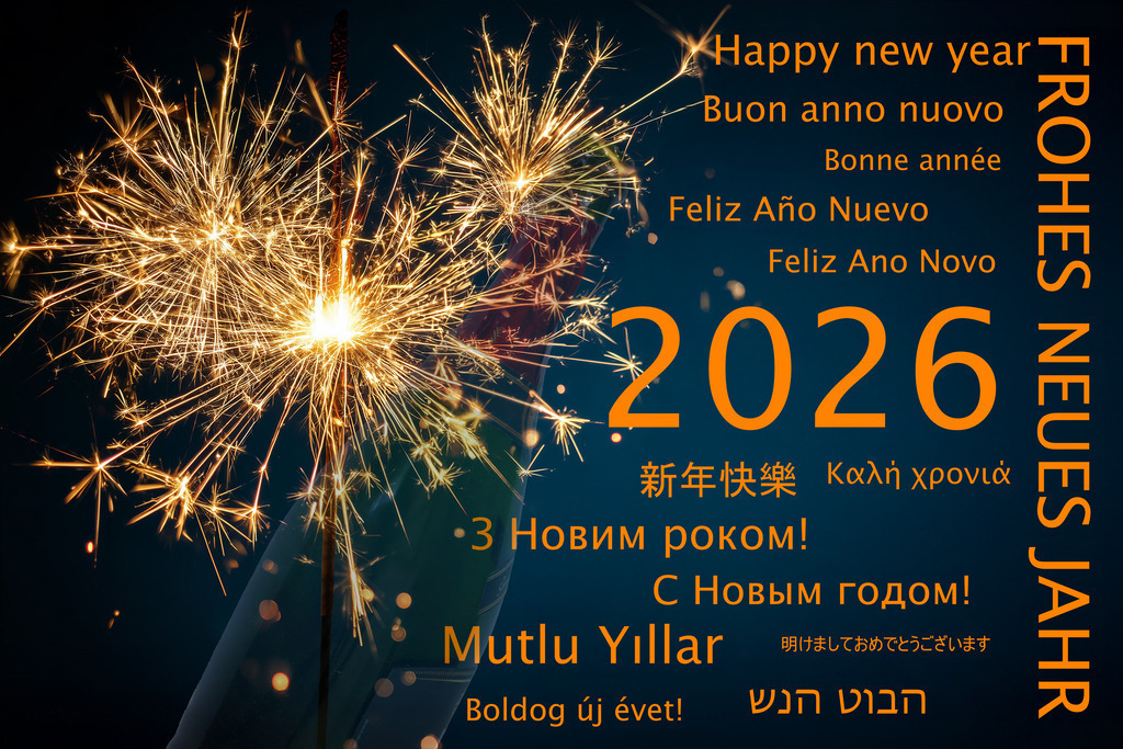 Frohes neues Jahr 2026: Silvestergrüße in verschiedenen Sprachen | (Fotomontage) Frohes neues Jahr 2026: Silvestergrüße in verschiedenen Sprachen - Realisiert mit Pictrs.com