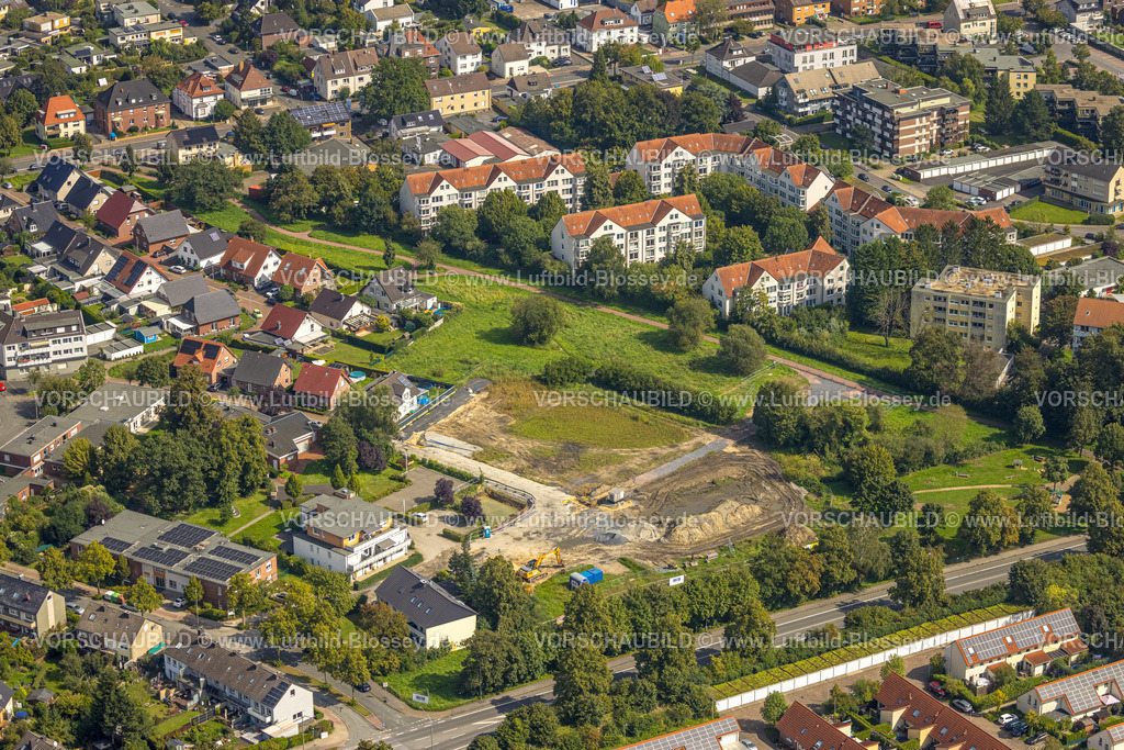 Hamm230900299 | Luftbild, Baustelle An der Erlöserkirche für Eigentumswohnungen und Einfamilienhäuser, Mitte, Hamm, Ruhrgebiet, Nordrhein-Westfalen, Deutschland