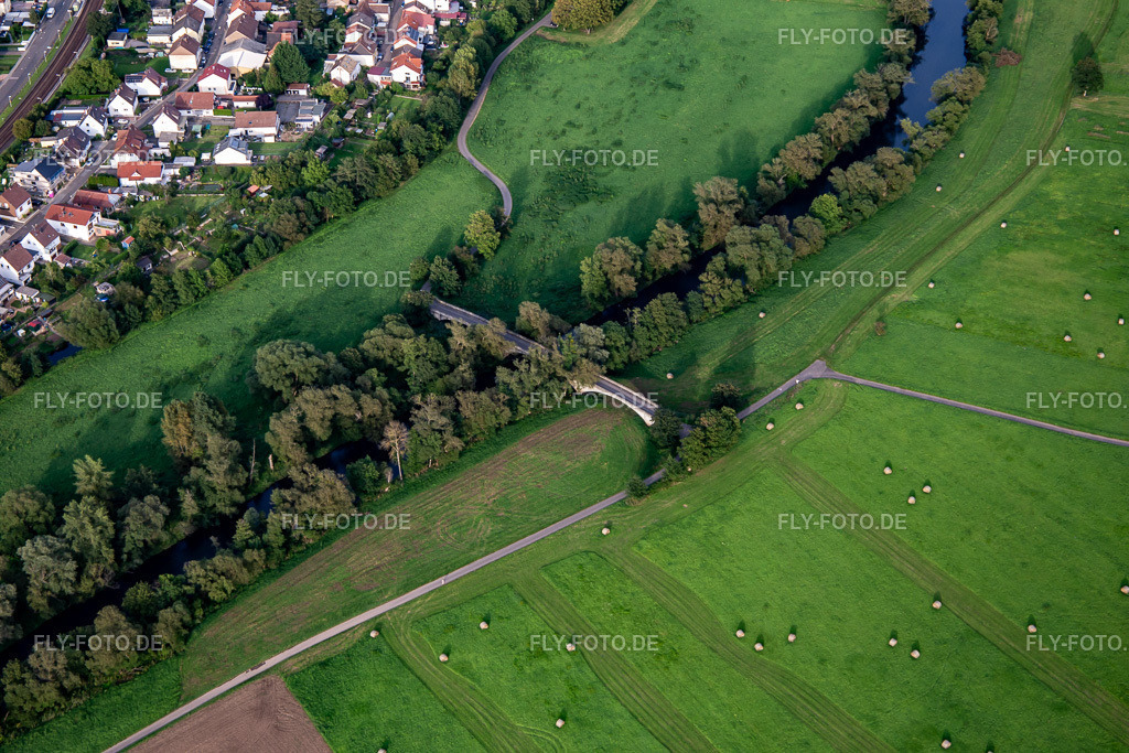 Norheimer Auenbrücke über die Nahe | Luftbild: Norheimer Auenbrücke über die Nahe in Norheim im Bundesland Rheinland-Pfalz in Deutschland. Foto: IMG_138243.jpg vom 03.09.2023 durch ©2025 Werner Riehm fly-foto.de/copyright - Realisiert mit Pictrs.com