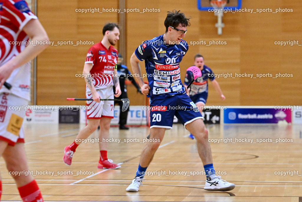 VSV Unihockey vs. KAC Floorball | Jubel #20 David Gredler VSV Unihockey, VSV Unihockey vs. KAC Floorball, VSV Unihockey vs. KAC Floorball am 12.04.2025 in Villach (Ballspielhalle St. Martin), Austria, (Photo by Bernd Stefan)