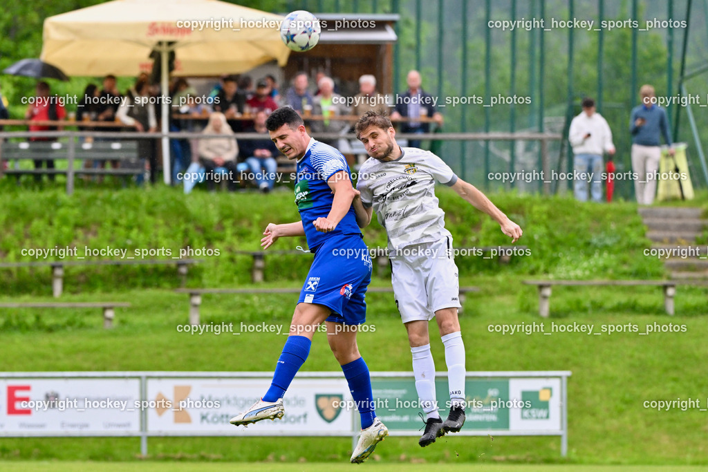 ASKÖ Köttmannsdorf vs. SV Dellach Gail | #11 Saso Kovacevic Dellach Gail, #8 Daniel Perkonig Köttmannsdorf, ASKÖ Köttmannsdorf vs. SV Dellach Gail, ASKÖ Köttmannsdorf vs. SV Dellach Gail am 15.05.2024 in Köttmannsdorf (Sportplatz Köttmannsdorf), Austria, (Photo by Bernd Stefan)