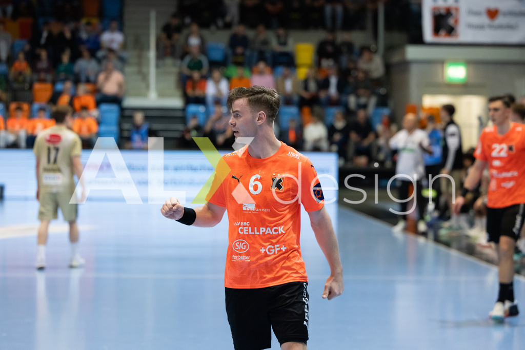 Handball I Herren I Saison 2025-2026 I EHF EUROPEAN LEAGUE 2025/26 | Men I Main Round I 2. Spieltag I Kadetten Schaffhausen - TSV Hannover-Burgdorf I 24.02.2026 | 6 Odinn Rikhardsson (IS) (Kadetten Schaffhausen) – Flügel rechts - Realisiert mit Pictrs.com
