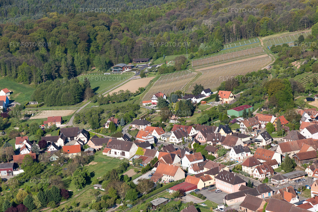 Aerial view: View of the town in Rott in the state Bas-Rhin, France.Photo: IMG_099300.jpg taken on 04/30/2017 by Werner Riehm/FLY-FOTO.comResolution of the original: 5472 x 3648 px