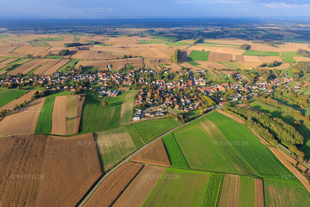 Luftbild: Ortsansicht von Süden in Wintzenbach im Bundesland Bas-Rhin in Frankreich. Foto: IMG_150164.jpg vom 11.10.2025 durch Werner Riehm/FLY-FOTO.de
