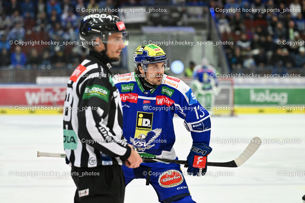 EC IDM WÄRMEPUMPEN VSV vs. FTC-TELEKOM JÉGKORONG | #13 Adam Helewka EC VSV, EC IDM WÄRMEPUMPEN VSV vs. FTC-TELEKOM JÉGKORONG, EC IDM WÄRMEPUMPEN VSV vs. FTC-TELEKOM JÉGKORONG am 19.10.2025 in Villach (Stadthalle Villach), Austria, (Photo by Bernd Stefan)