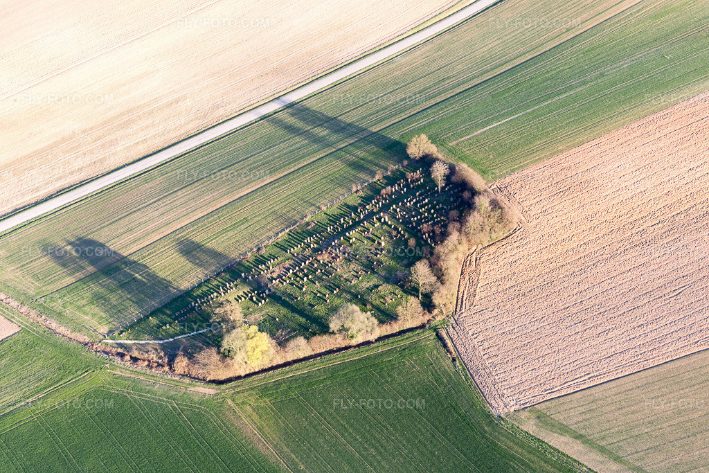 Aerial view: Old Jewish cemetery of Trimbach in Stundwiller in the state Bas-Rhin, France.Photo: IMG_097823.jpg taken on 03/27/2017 by Werner Riehm/FLY-FOTO.comResolution of the original: 5472 x 3648 px