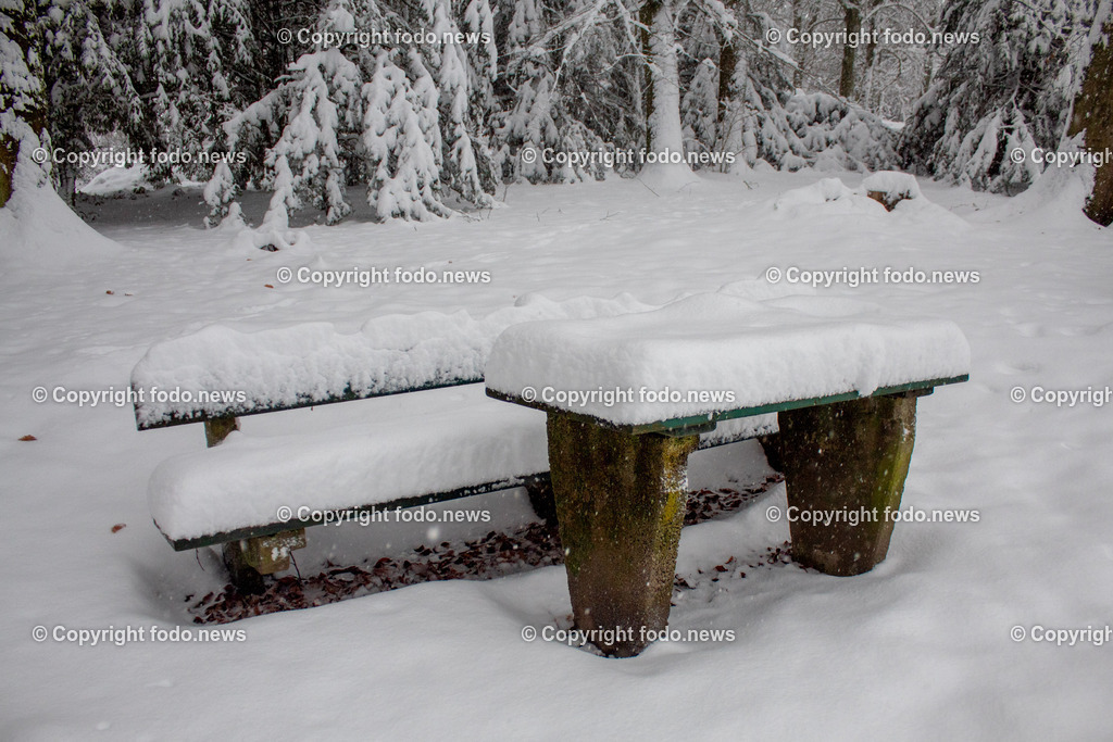 Linz_ Schnee_ 02.12.2023-38 | 02.12.2023, Linz, AUT, Schnee, im Bild Schneefall, Winter, Wintereinbruch, Weiss, Park, Schneefahrbahn, Neuschnee, spazieren im Schnee, Schneelast, Bank, Tisch