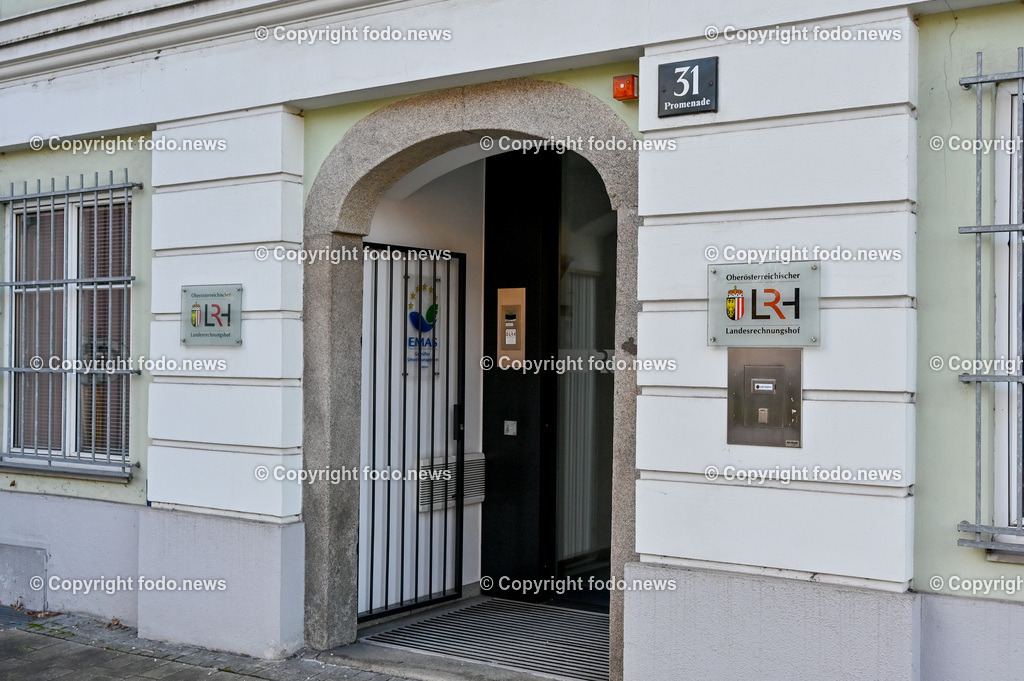Landesrechnungshof OÖ_ 16.01.2023-4 | 16.01.2023, Linz, AUT, OOE Landesrechnungshof im Bild OOE Landesrechnungshof, Oberoesterreichischer Landesrechnungshof, Schild, Eingang, Gebauede, Haus