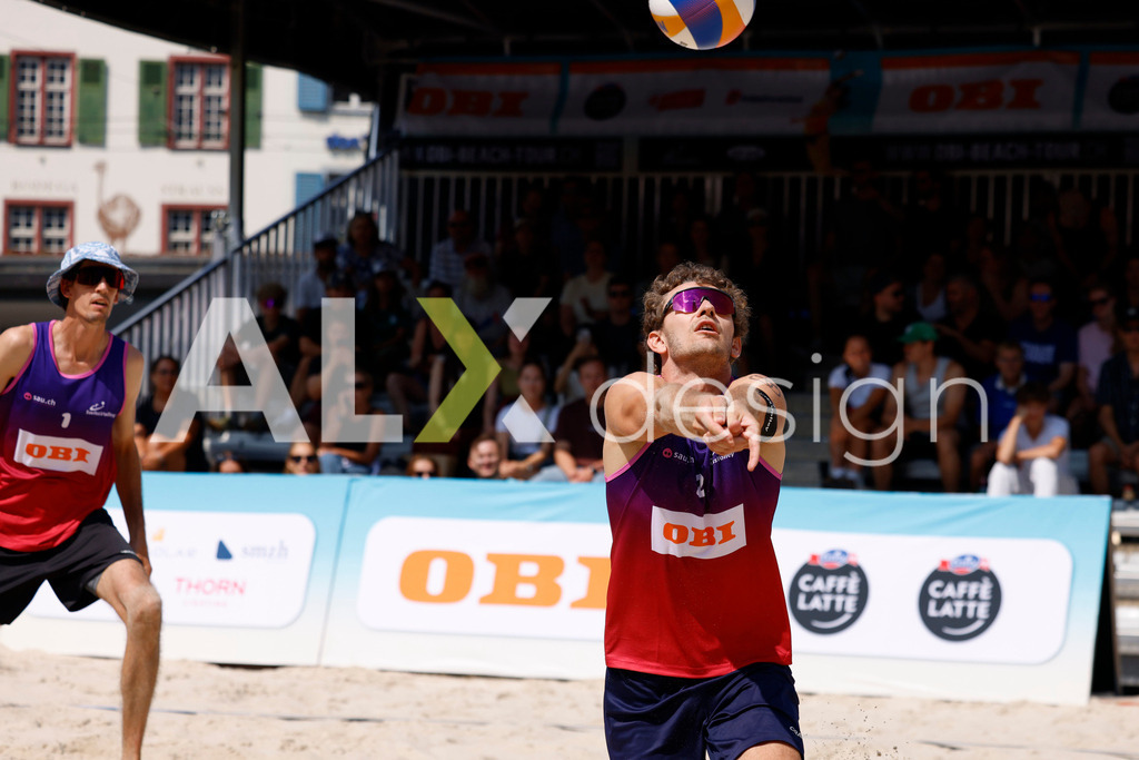 Obi BeachTour 2026 - Basel | BASEL, SWITZERLAND - JULY 19: YVES HAUSSENER (SUI) during the Obi BeachTour 2026 match between DILLIER / FLÜCKIGER (SUI) and HAGENBUCH / HAUSSENER (SUI) at Barfüsserplatz on July 19, 2026 in Basel, Switzerland. - Realisiert mit Pictrs.com