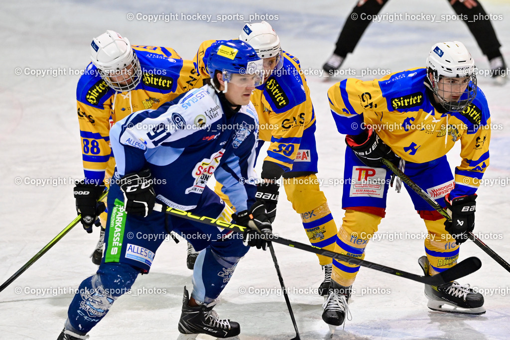 ESC SOCCERZONE STEINDORF vs. 1. EHC ALTHOFEN | #91 Kravanja Kristian ESC Steindorf, #88 Ettinger Marc 1. EHC ALTHOFEN, #89 Herrnegger Lucas 1. EHC ALTHOFEN, #21 Wieltschnig Felix 1. EHC ALTHOFEN, ESC SOCCERZONE STEINDORF vs. 1. EHC ALTHOFEN, ESC SOCCERZONE STEINDORF vs. 1. EHC ALTHOFEN am 28.02.2025 in Steindorf (Ossiachersee Halle), Austria, (Photo by Bernd Stefan)