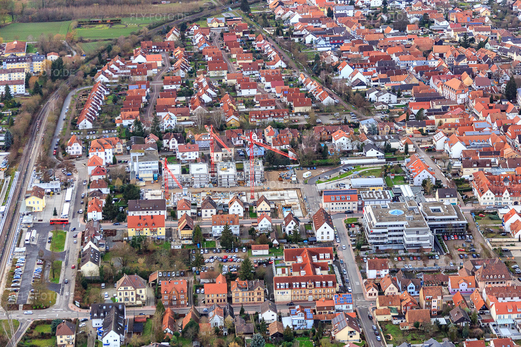 Luftbild: Baustelle für Neubaugebiet Im Stadtkern aus Osten in Kandel im Bundesland Rheinland-Pfalz in Deutschland. Foto: IMG_085939.jpg vom 08.01.2016 durch Werner Riehm/FLY-FOTO.de