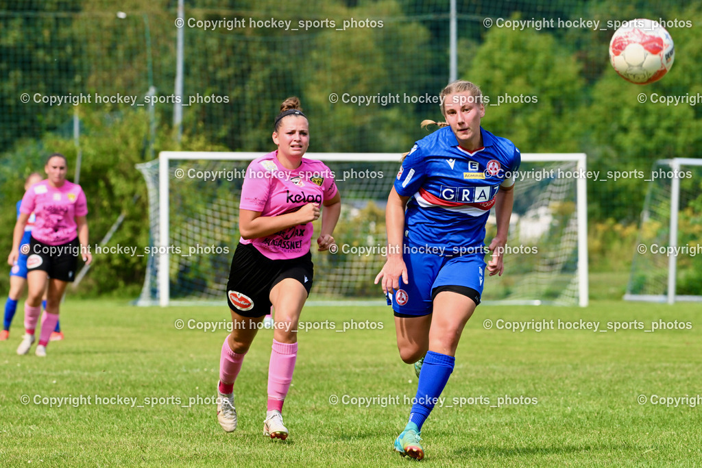 Carinthians Hornets vs. GAK 1902 Frauen | #19 Jana Christina Lemberger Carinthians Hornets, #16 Bettina Baumgartner GAK, Carinthians Hornets vs. GAK 1902 Frauen, Carinthians Hornets vs. GAK 1902 Frauen am 01.09.2024 in Sachsenburg (Sportplatz Sachsenburg), Austria, (Photo by Bernd Stefan)