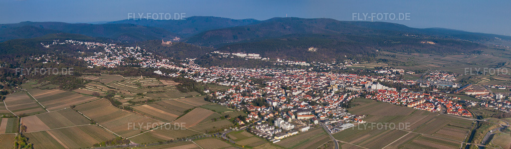 Luftbild: Panorama im Ortsteil Seebach in Bad Dürkheim im Bundesland Rheinland-Pfalz in Deutschland. Foto: IMG_49644-Bearbeitet.jpg vom 13.04.2012 durch Werner Riehm/FLY-FOTO.de – Auflösung des Originals: 9872 x 2885 px