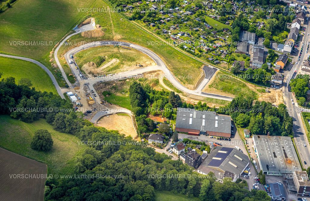 Velbert250600618Langenberg | Luftbild, Baustelle und Erschließung neues Wohngebiet Fellershof an der Fellerstraße, Langenberg, Velbert, Ruhrgebiet, Nordrhein-Westfalen, Deutschland