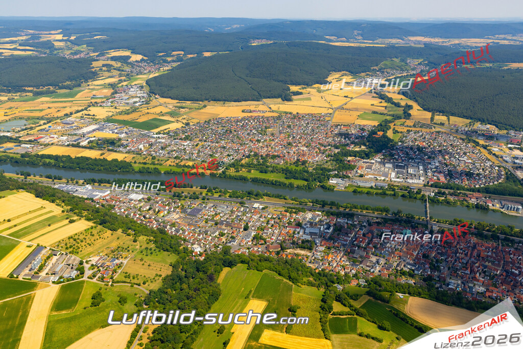 Das Luftbild zeigt :  Elsenfeld - Die Luftaufnahme wurde 2023 vom UL-Flugzeug aus erstellt ( keine Drohne ) - Hochauflösende Luftaufnahme - Für grossformatige Ausdrucke geeignet. Die Geschenkidee !Mit Lizenz und Bildrechte bestellbar