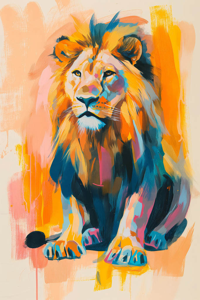 2412010 - Löwenporträt | Ein Löwe im Stil eines modernen Gemäldes.