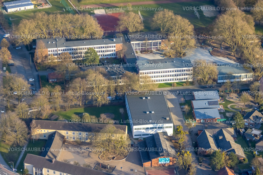 Hamm260203700 | Luftbild, Beisenkamp-Gymnasium mit Sporthalle, unten die Bodelschwinghschule Grundschule Mitte, Hamm, Ruhrgebiet, Nordrhein-Westfalen, Deutschland