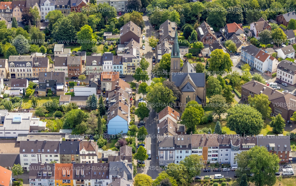 Muelheim220802360 | Luftbild, evang. Kirche an der Wilhelminenstraße, Broich - Ost, Mülheim an der Ruhr, Ruhrgebiet, Nordrhein-Westfalen, Deutschland