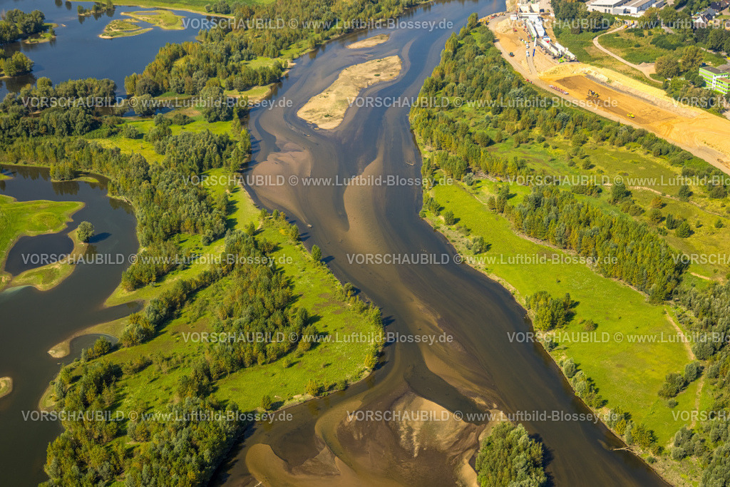 Wesel240805744Lippemuendung300dpi | Luftbild, Lipperenaturierung, Lippemündung in den Rhein, B58n Südumgehung, Lippeverlauf, Fluss Lippe, Lippeverband, , Wesel, Ruhrgebiet, Nordrhein-Westfalen, Deutschland