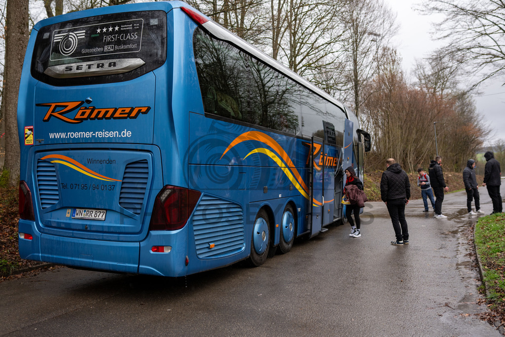 Kickers Offenbach vs. SG Sonnenhof Grossaspach, Fussball, Regionalliga Suedwest, 24. Spieltag, 14.03.2026 | Fanbus start in Aspach,Kickers Offenbach vs. SG Sonnenhof Grossaspach, Fussball, Regionalliga Suedwest, 24. Spieltag, 14.03.2026Foto: photosbyphips/Philip Ziegler