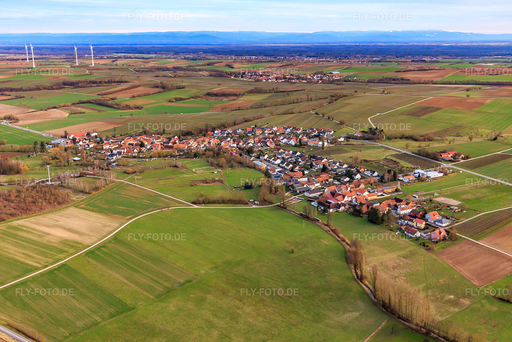 Luftbild: Ortsansicht von Nordwesten in Oberhausen im Bundesland Rheinland-Pfalz in Deutschland. Foto: IMG_126134.jpg vom 20.03.2021 durch Werner Riehm/FLY-FOTO.de